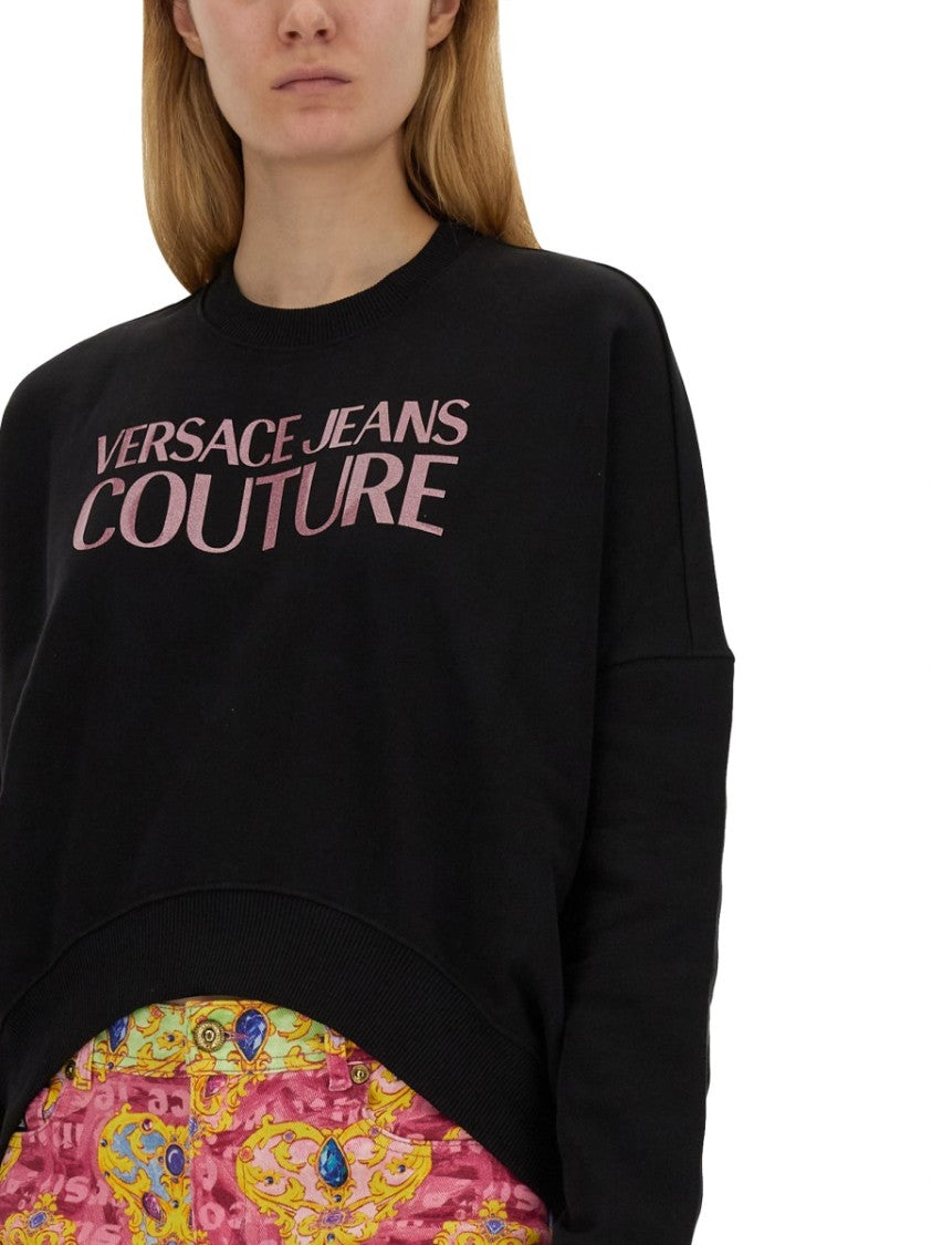 Versace Jeans Couture Cropped Fit Sweatshirt With Bold Logo Detail