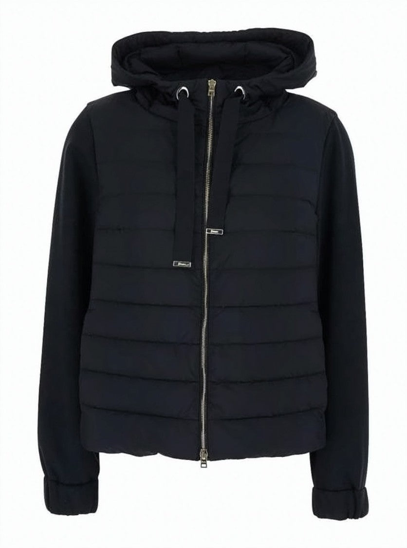 Herno Padded Short Coat With Horizontal Quilting And Hood
