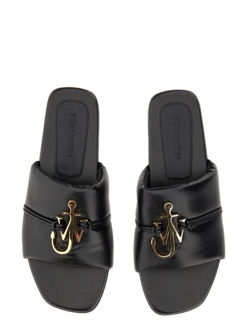 J. W. Anderson Slide Sandal With Gold-Tone Logo Embellishment
