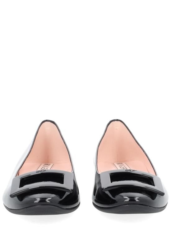 Roger Vivier Patent Leather Flat Shoes With Rectangular Buckle Detail