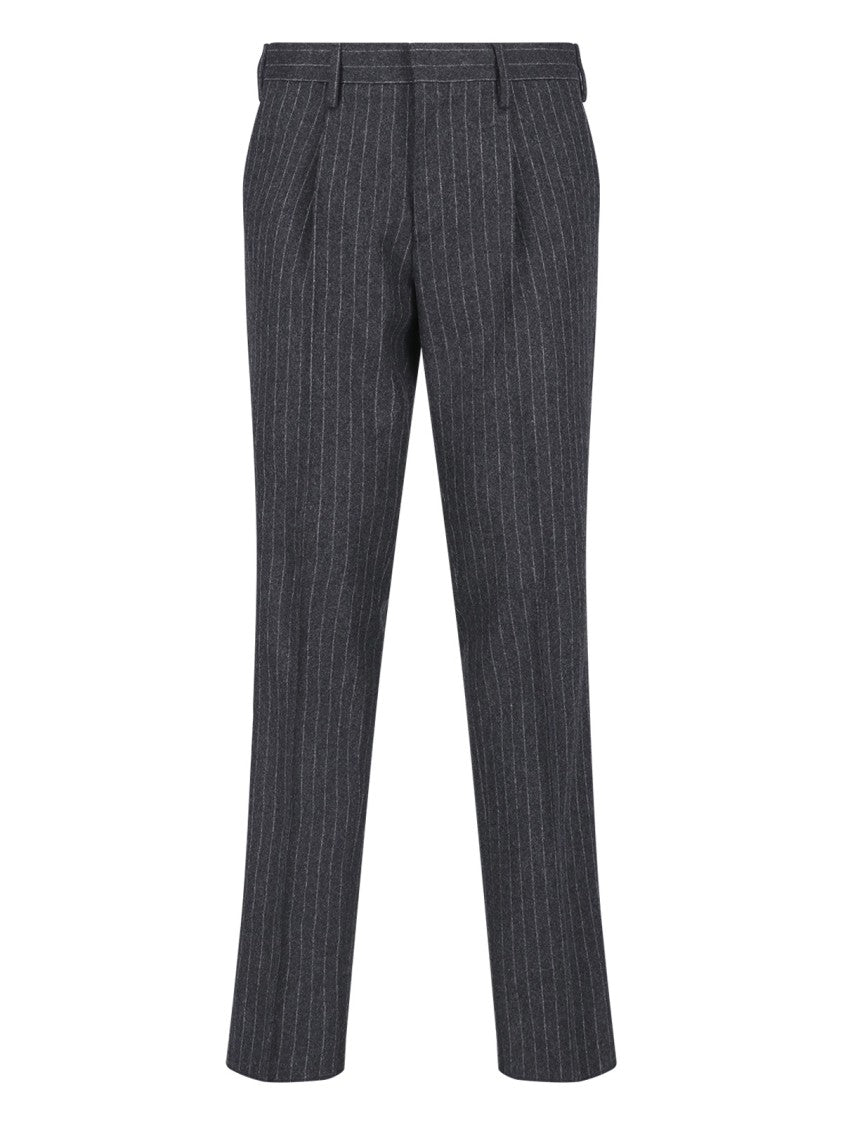 Lardini Double-Breasted Virgin Wool Suit With Pinstripe Design
