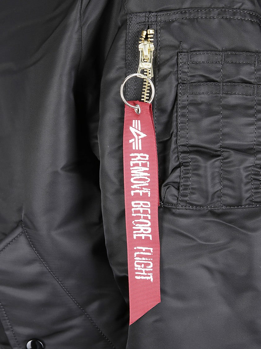 Alpha Industries Black Nylon Bomber Jacket With Utility Design