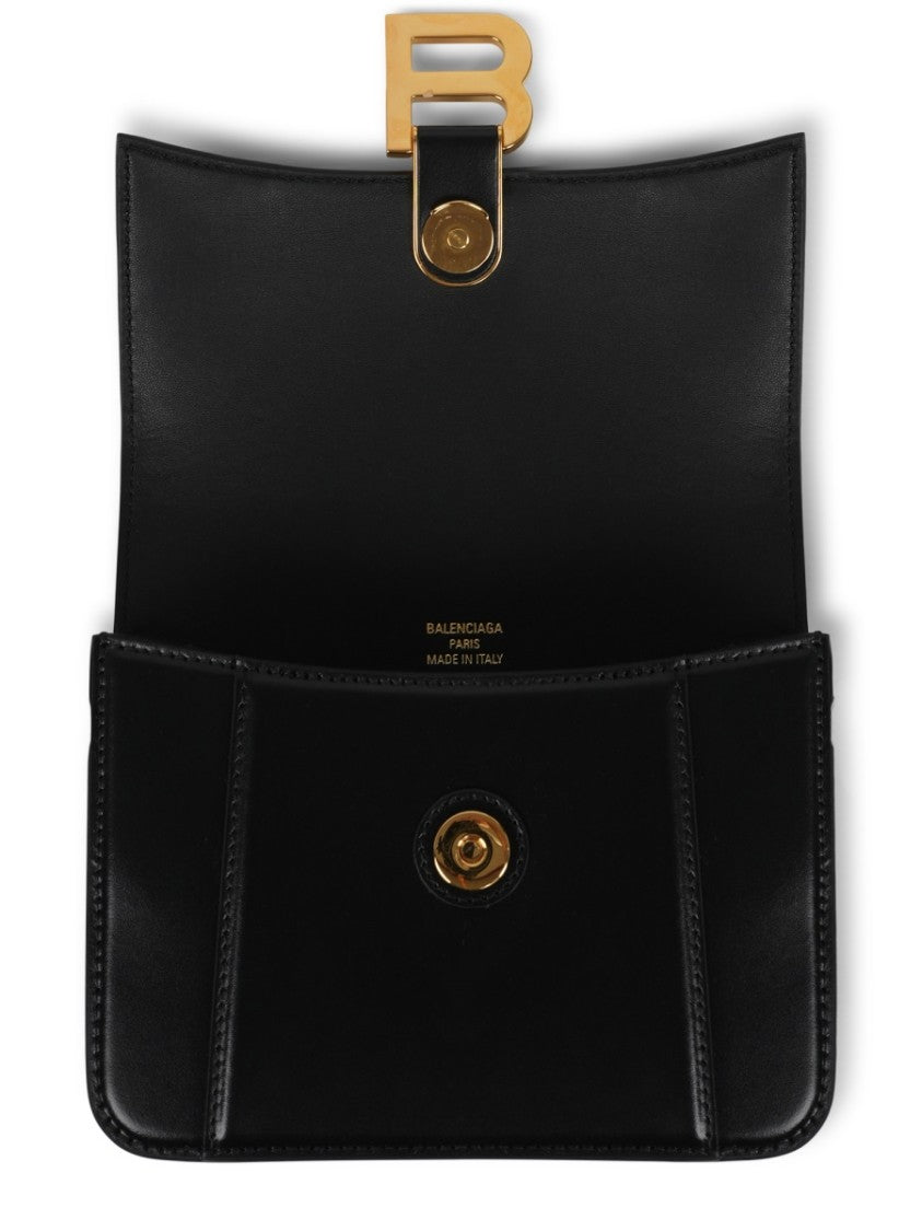 Balenciaga Structured Hourglass-Shaped Black Calfskin Shoulder Bag