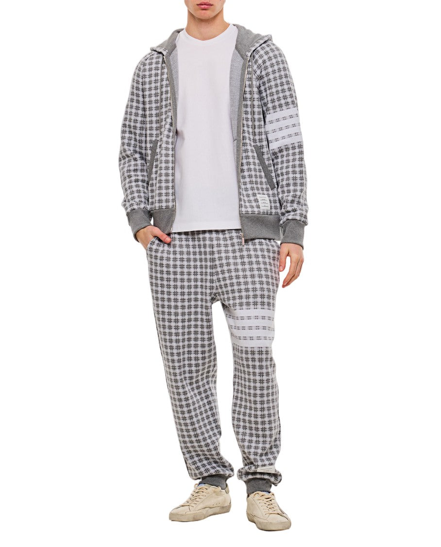Thom Browne Checkered Cotton Sweatpants With 4-Bar Stripe And Drawstring Waistband