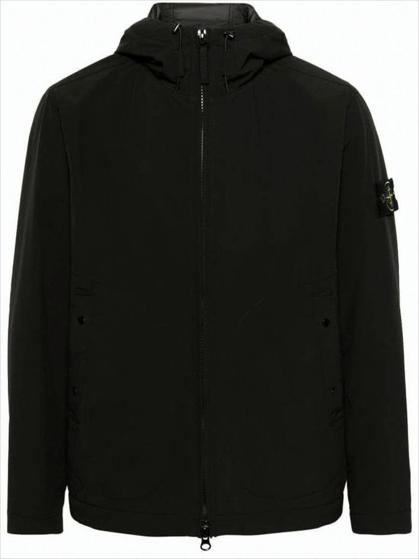 Stone Island Minimalist Black Jacket With Hood
