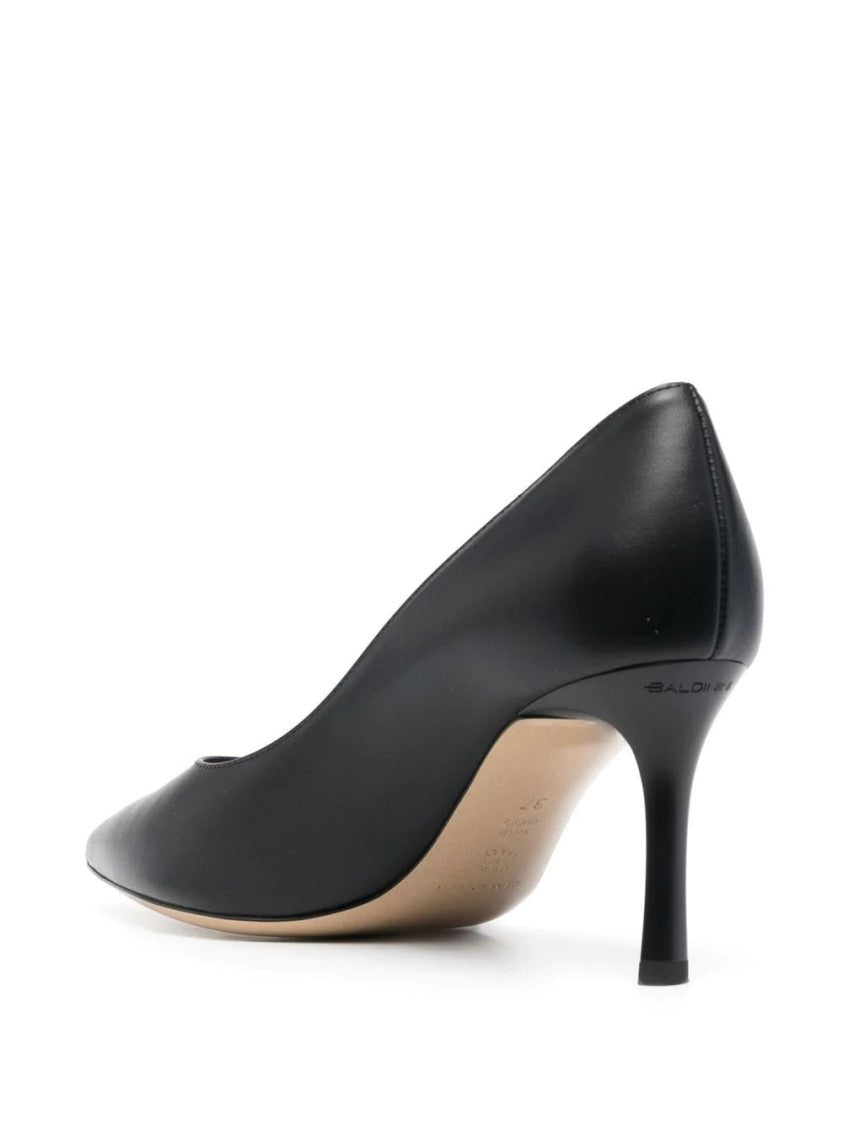 Baldinini Black Refined Mid-Heel Leather Pumps