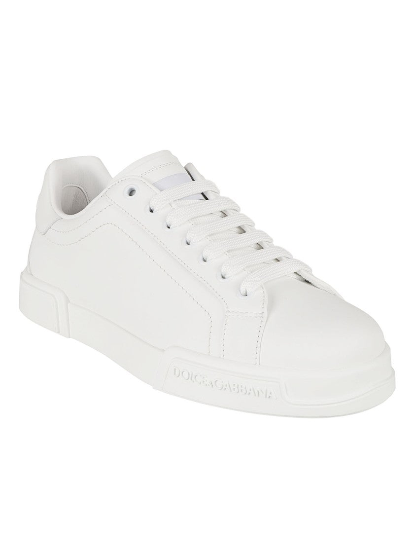 Dolce & Gabbana White Calf Leather Sneakers With Minimalist Design