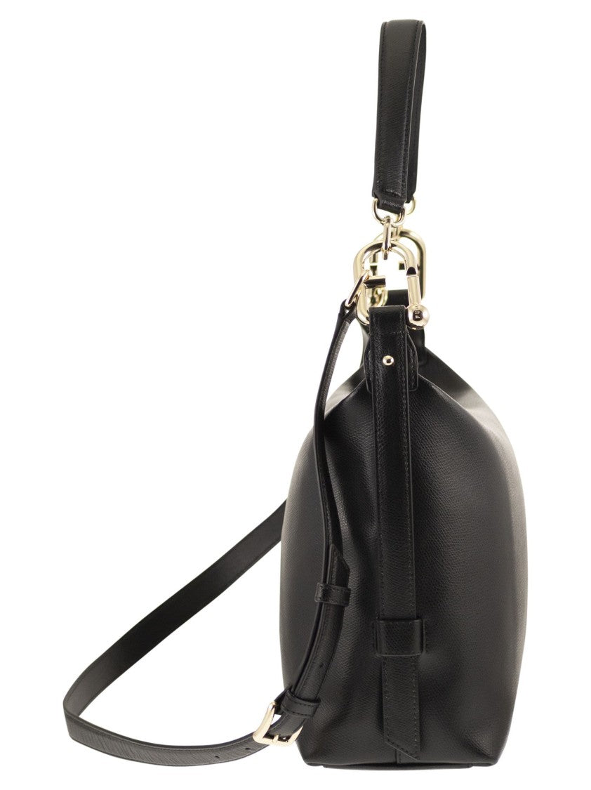 Furla Geometric Leather Hobo Bag With Arcosfera Hardware