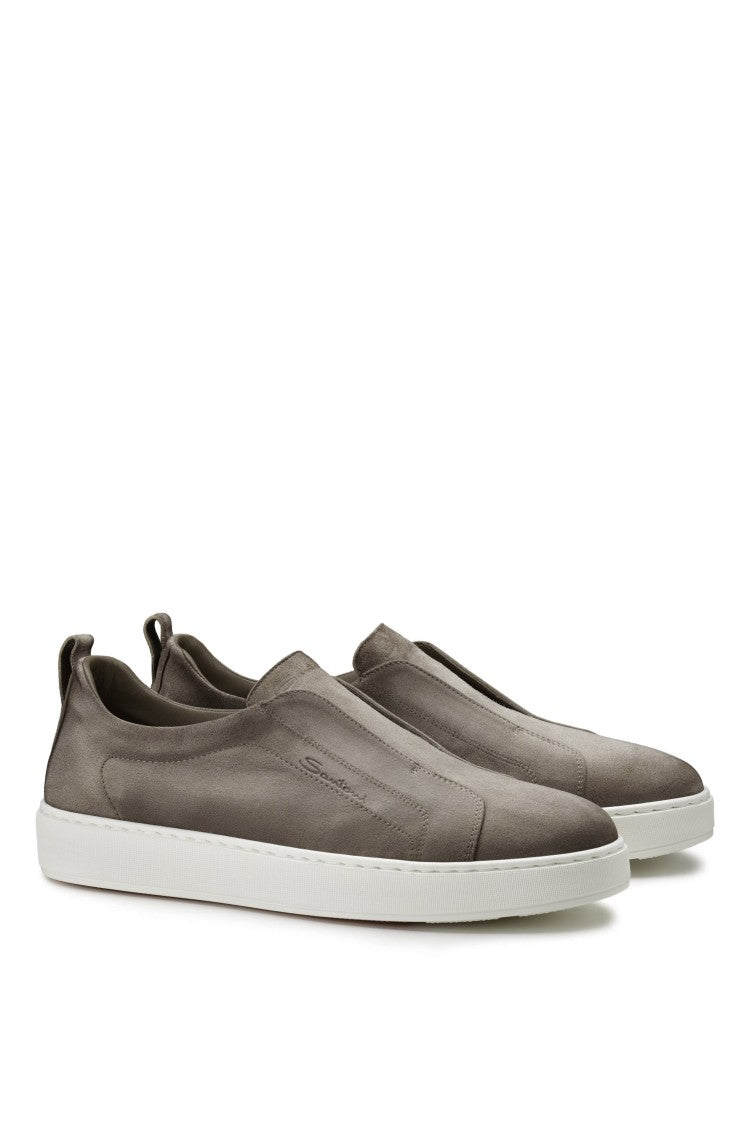 Santoni Seta Hand-Varnished Suede Sneakers