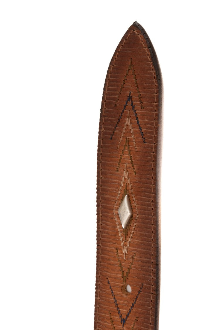 Orciani Lamellar Leather Belt With Embroidery & Studs