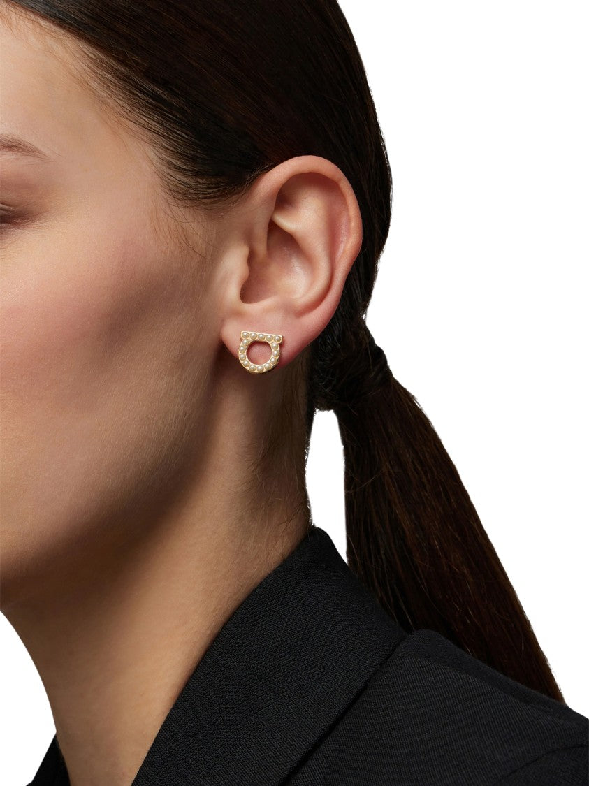 Ferragamo Stud Ganc D13 Gold-Tone Pearl Earrings