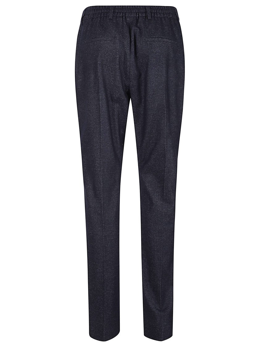 Eleventy Tailored Navy Blue Trousers With Drawstring Waist And Textured Finish