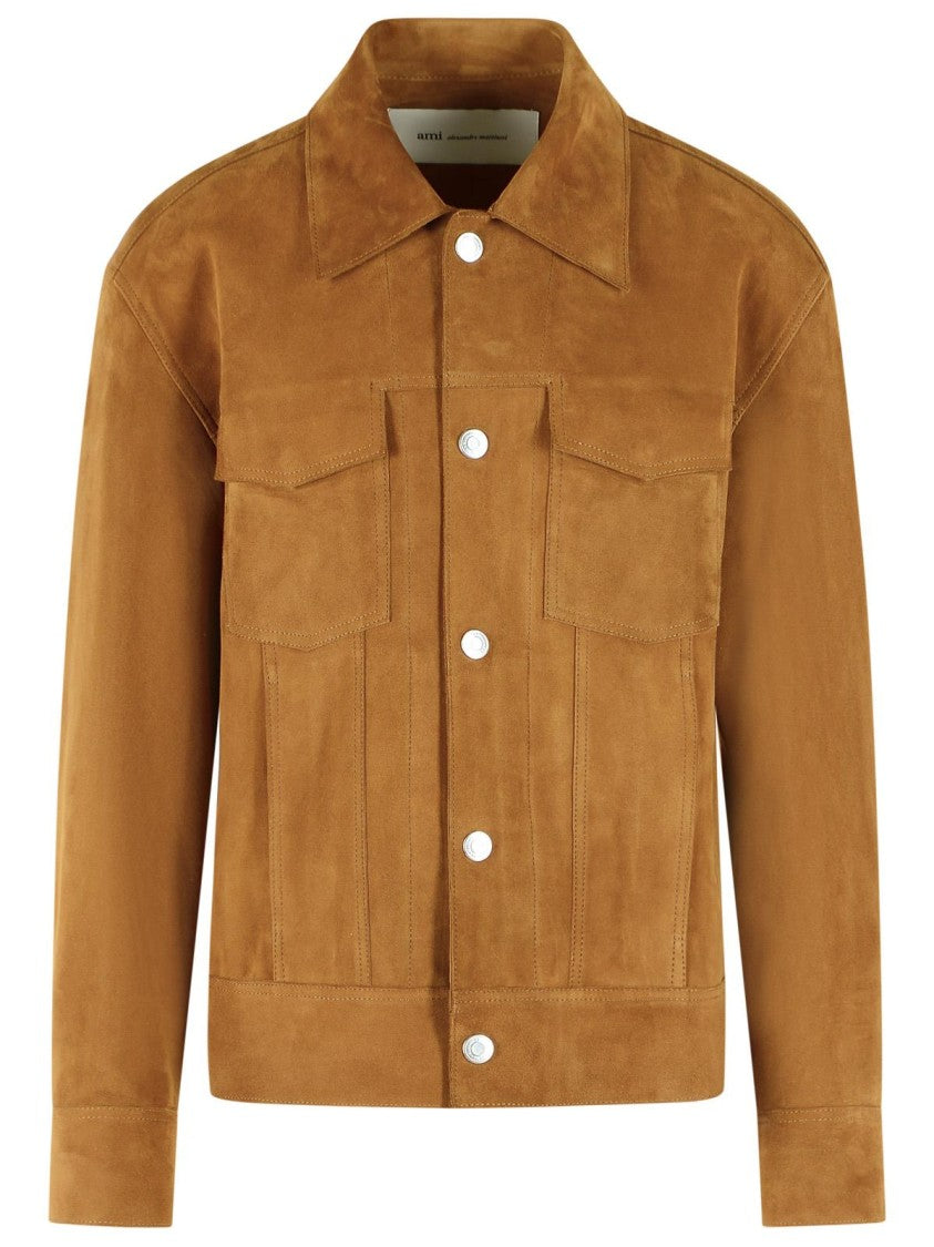 Ami Paris 'Trucker' Brown Suede Jacket