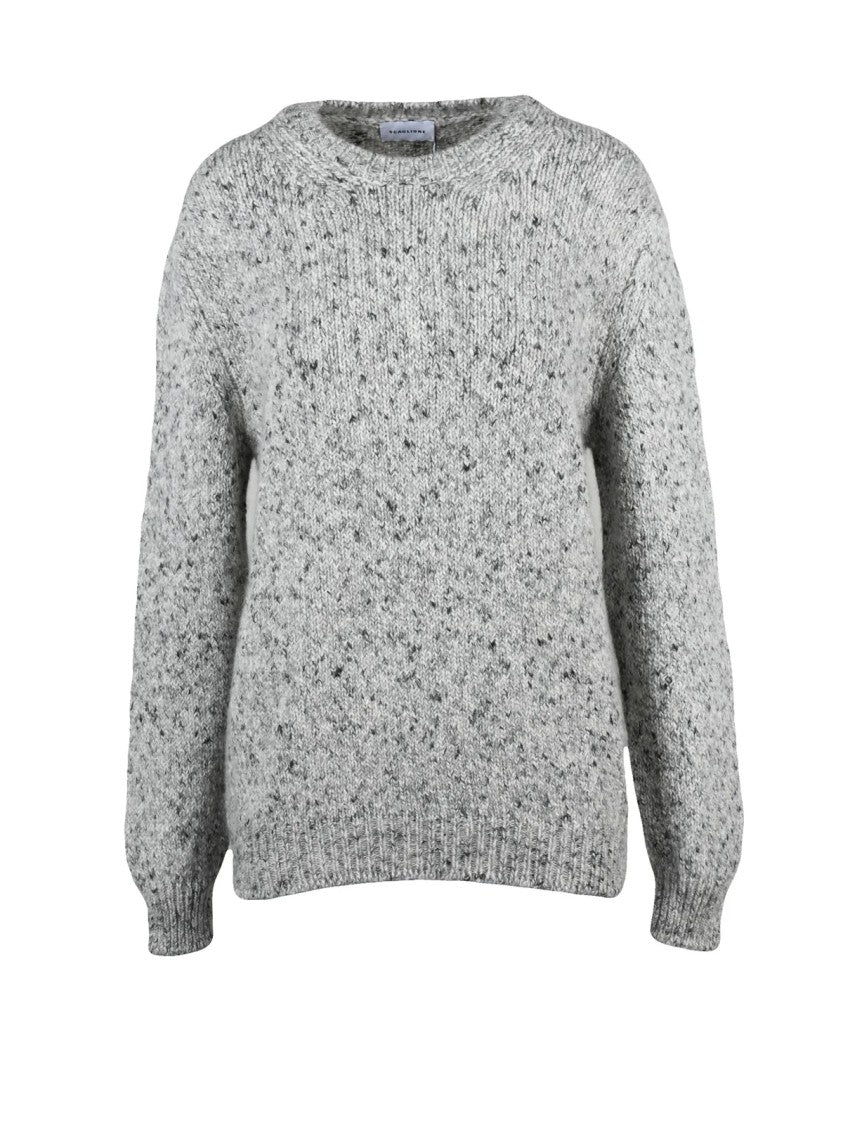 Scaglione Light Grey Textured Alpaca-Blend Crewneck Sweater