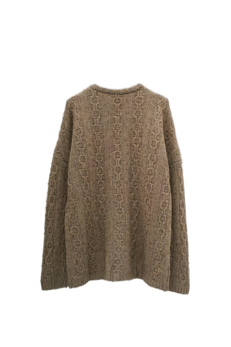 Our Legacy Textured Cable Knit Sweater In Rich Brown