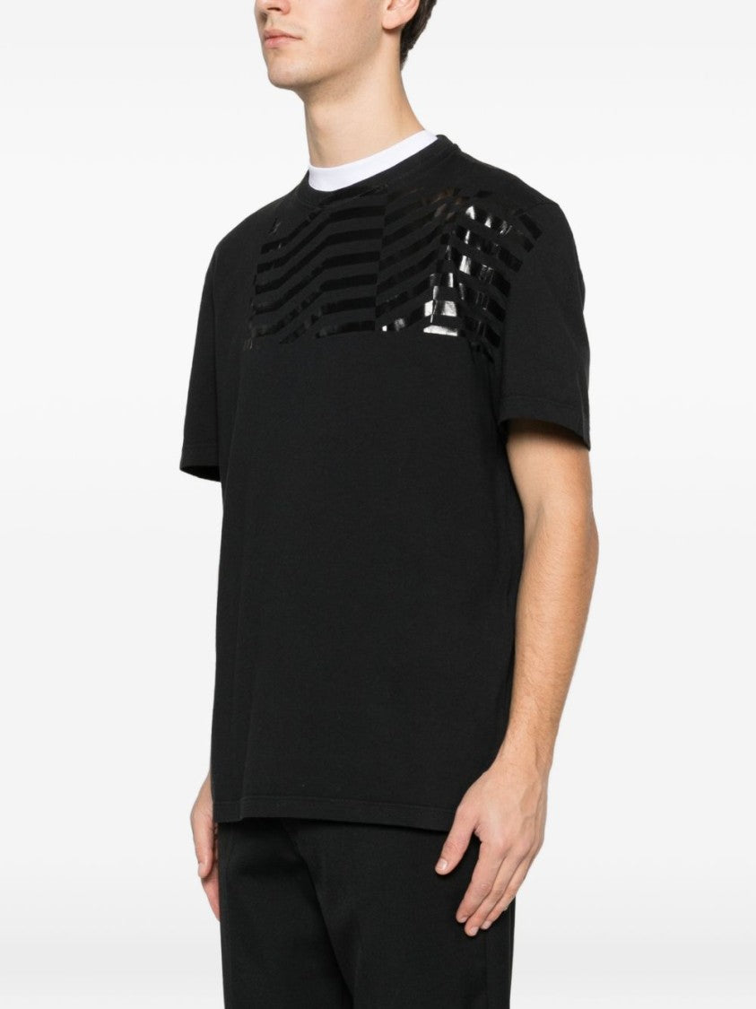 Golden Goose Black Short-Sleeve T-Shirt With Stripe Detail