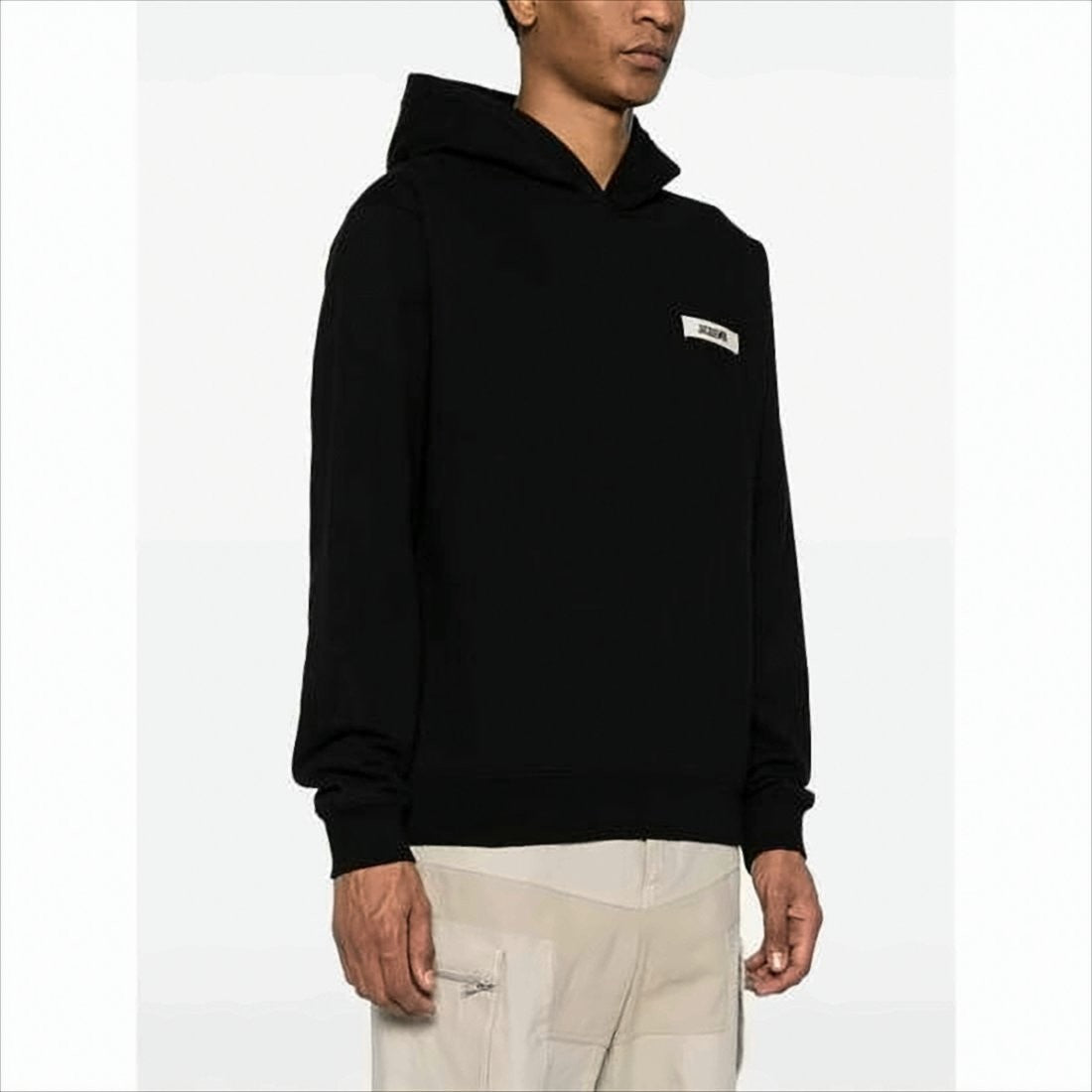 Jacquemus Black Hooded Sweatshirt With Minimalist Design
