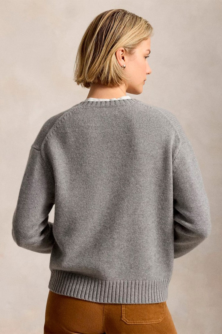 Polo Ralph Lauren Grey Wool-Cashmere Blend Polo Bear Sweater