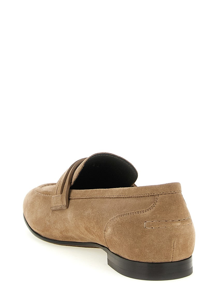 Brunello Cucinelli Brown Leather Horsebit Loafers With Metal Front Clamp
