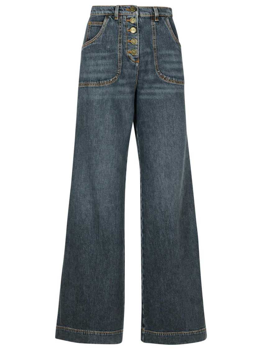 Etro Gray Cotton Jeans