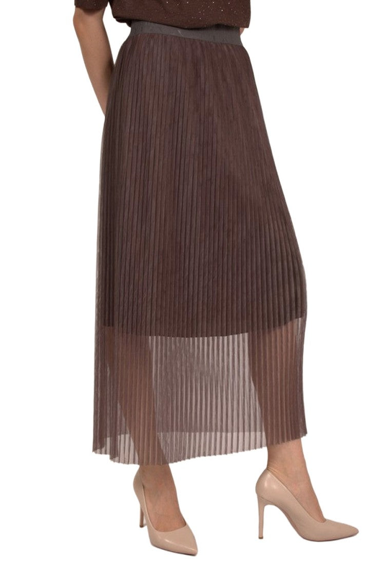 Peserico Brown Crepe Midi Skirt
