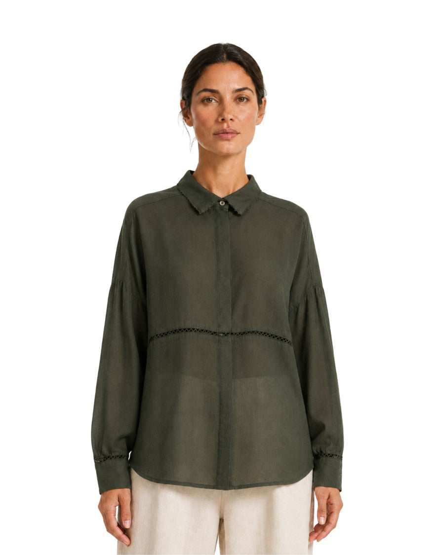 Pomandère Forest Openwork Cotton-Wool Shirt