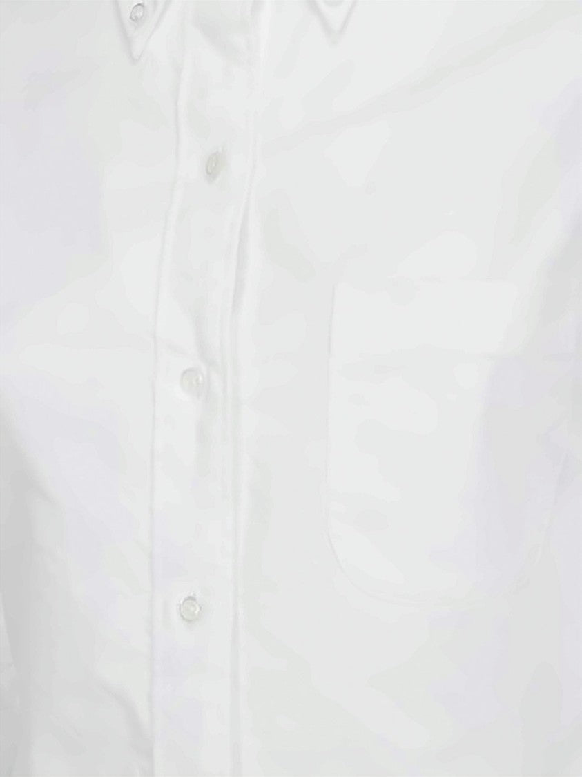 Thom Browne Midi-Length Shirt Dress With Classic Collar And Curved Hem