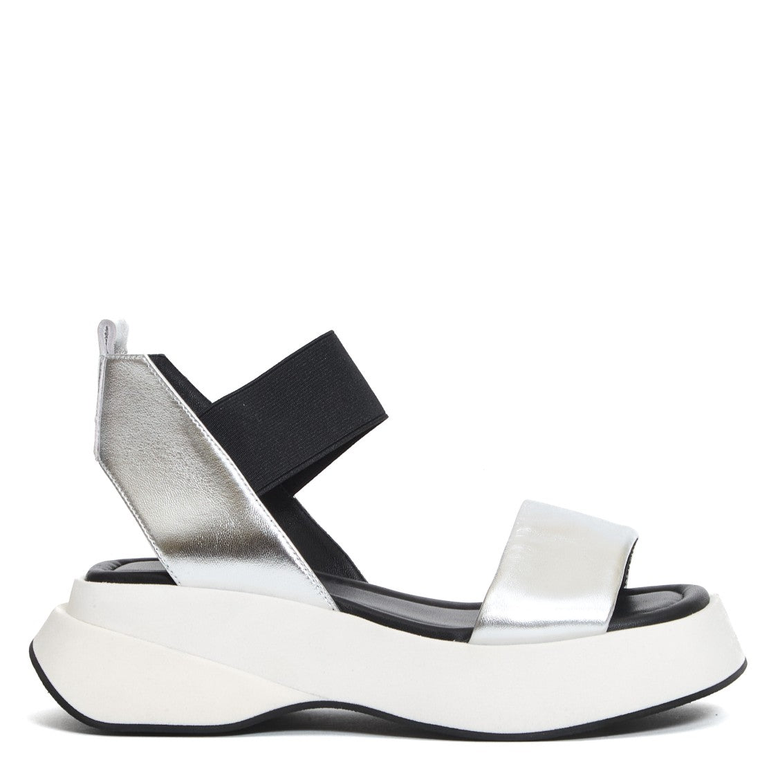 Elena Iachi Silver Leather Wedge Sandal