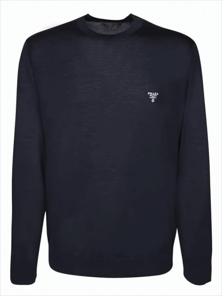 Prada Classic Crew Neck Sweater With Subtle Logo Detail