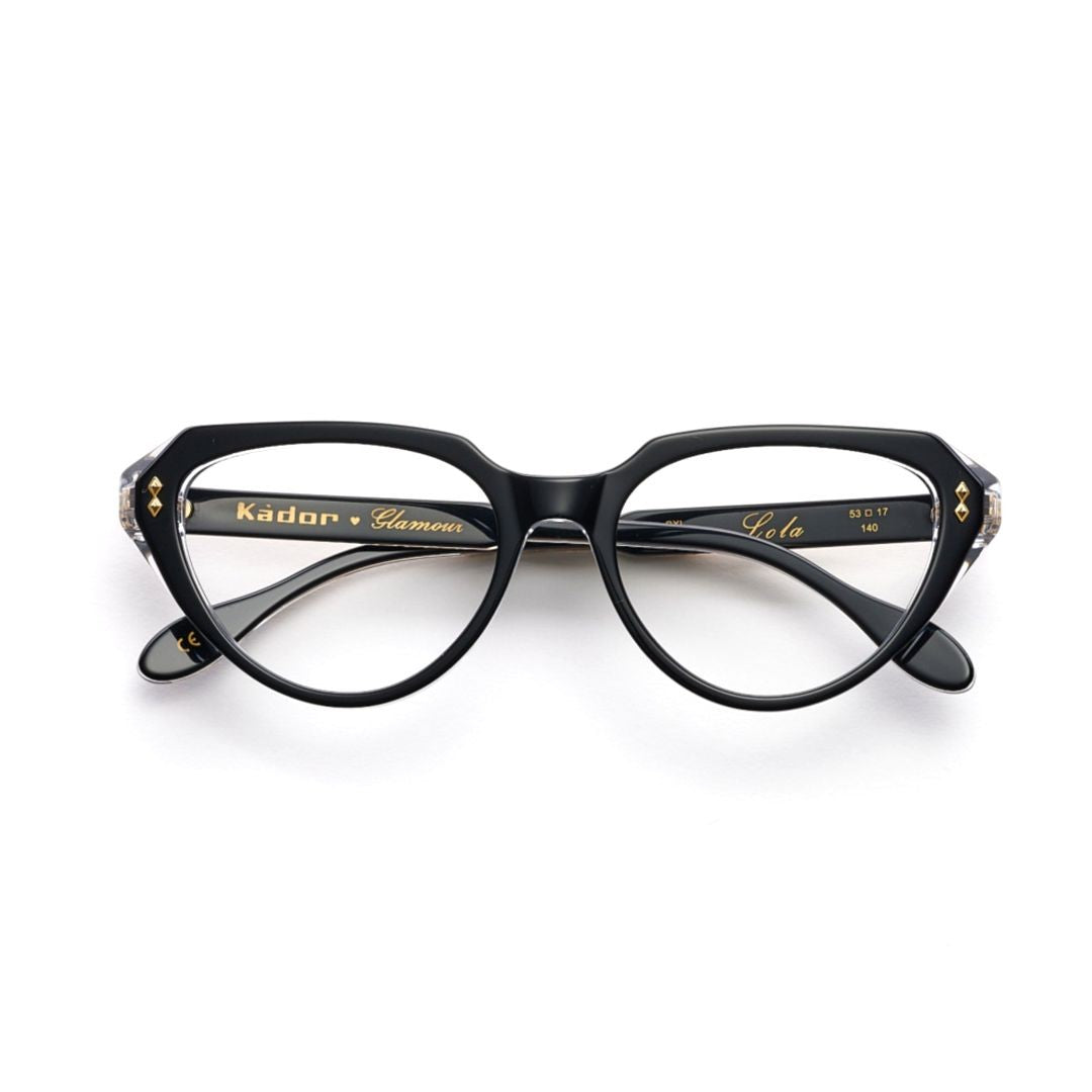 Kador Lola Glamour Cat-Eye Frame Eyeglasses With Textured Gold Accents