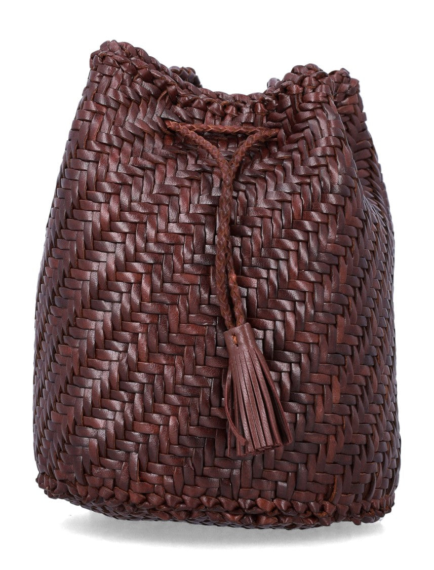 Dragon Diffusion Pompom Artisanal Woven Bucket Bag