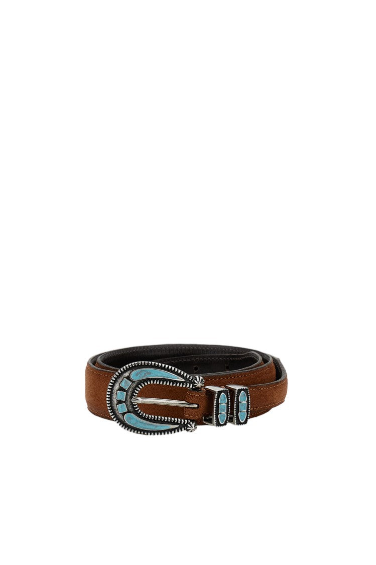 Alberto Luti Brown Leather Belt With Silver Buckle