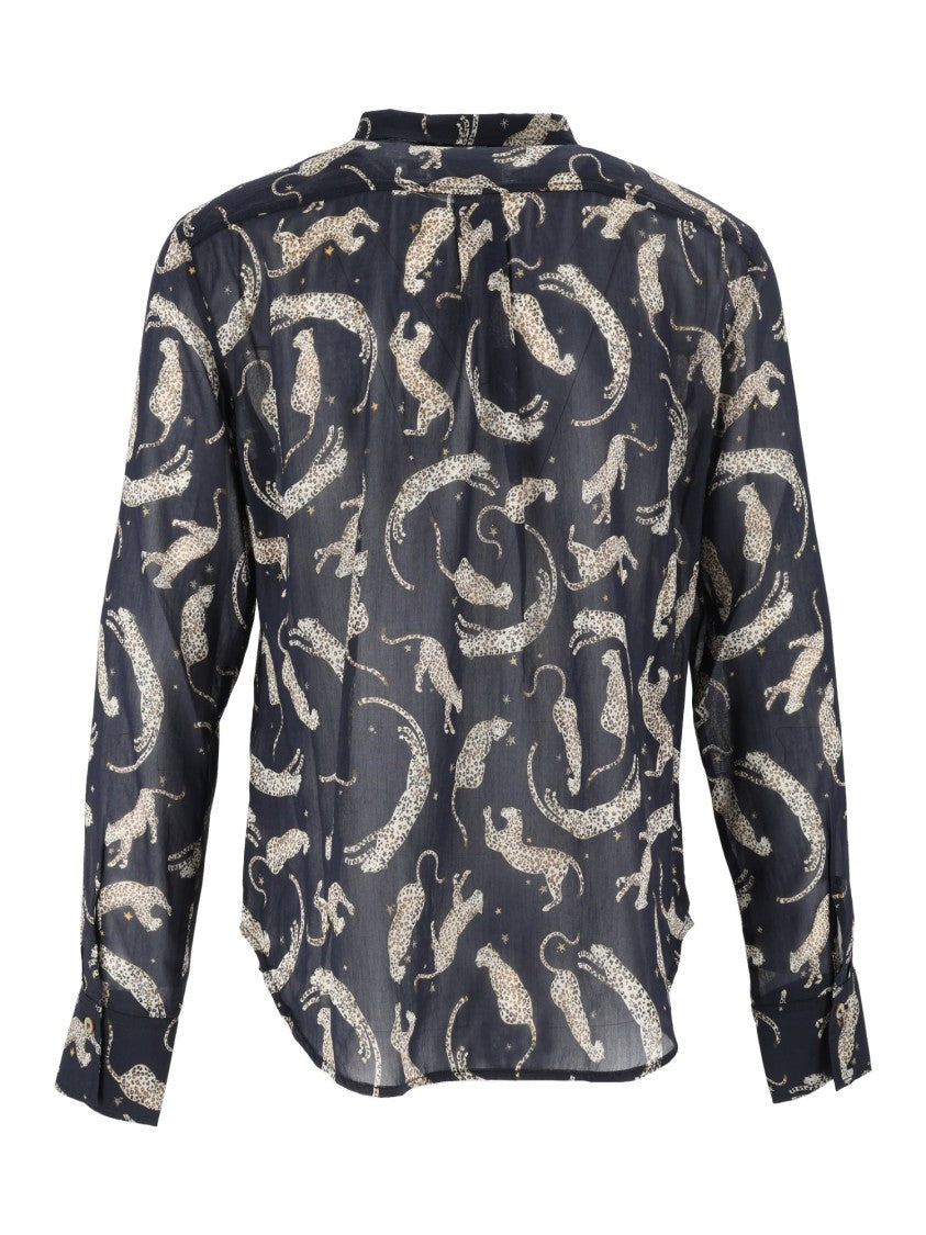 Forte Forte Cotton-Silk Voile Royal Leopard Shirt