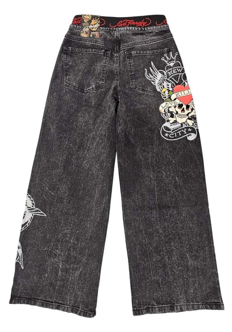 Ed Hardy Lks Dragon Front Zip Jean Pants - Wehd8700-1