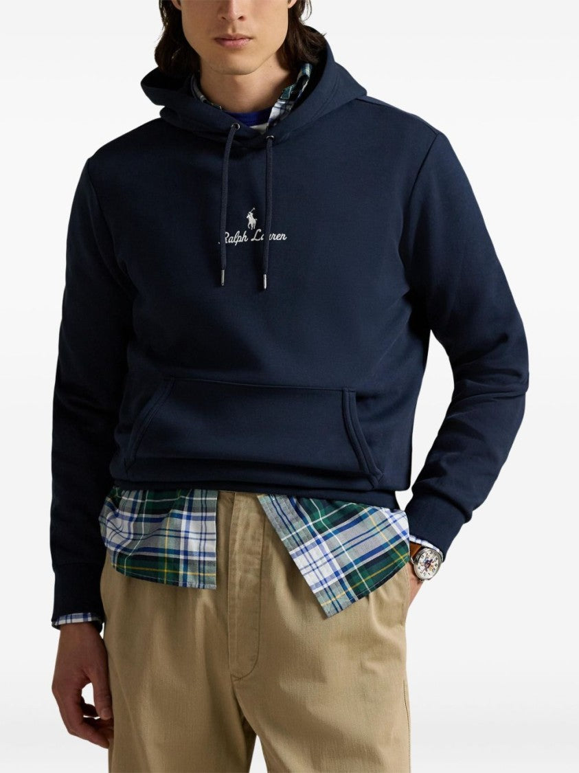 Polo Ralph Lauren Navy Blue Hoodie With Embroidered Script Logo