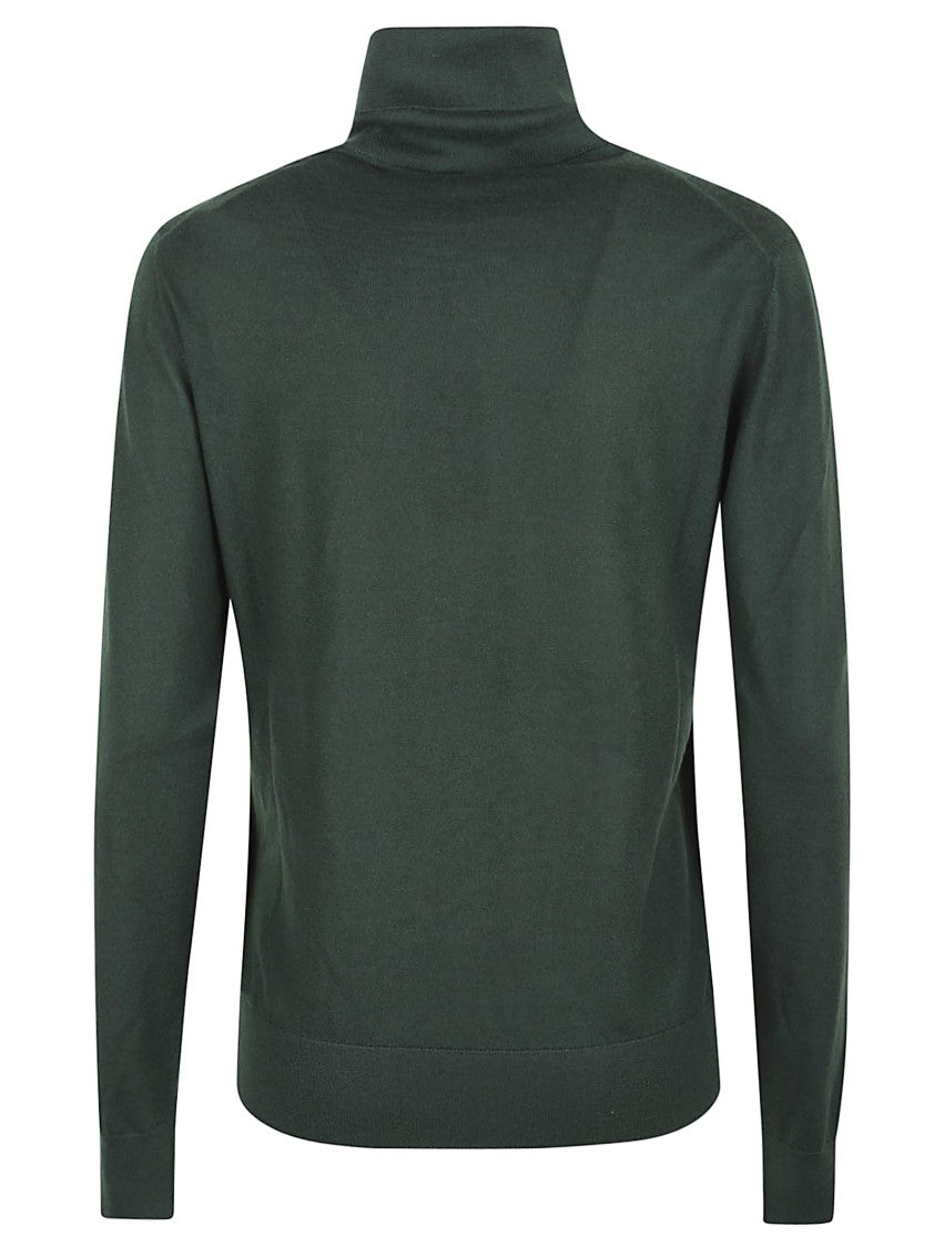 Polo Ralph Lauren High-Neck Fitted Cashmere Sweater In Deep Green