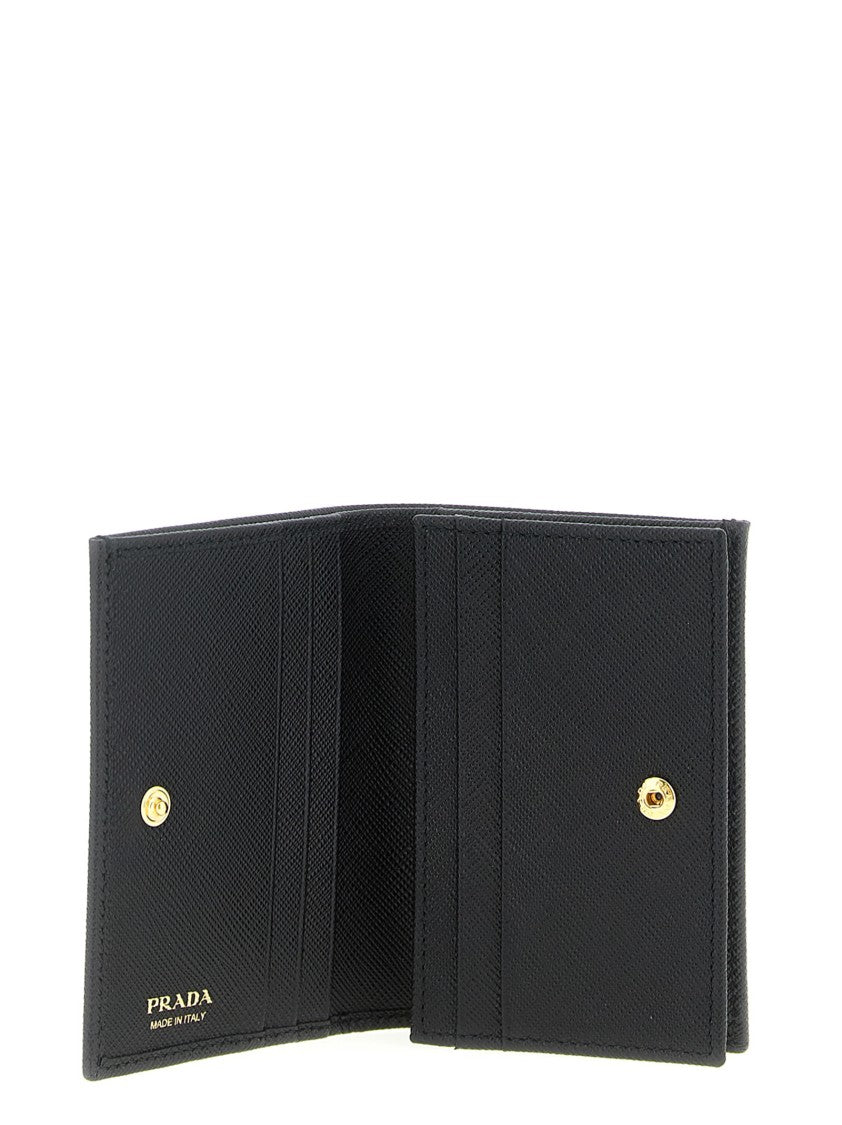 Prada Saffiano Leather Wallet With Triangle Enameled Metal Logo