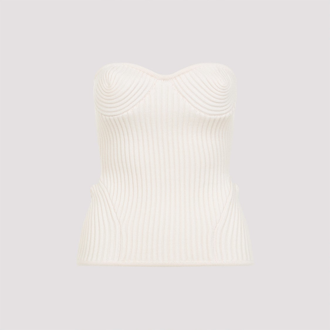 Jean Paul Gaultier White Merino Wool Ribbed Stretch Corset