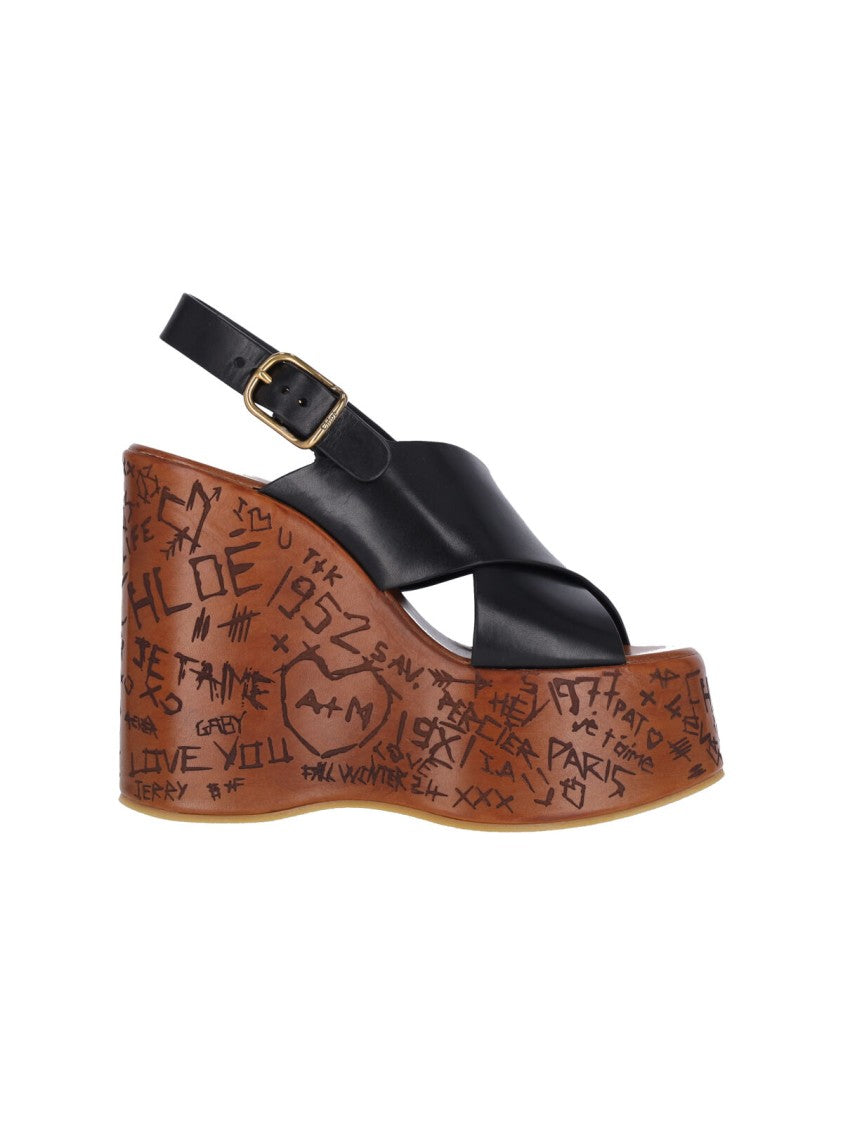 Chloé Black Wedge Sandals