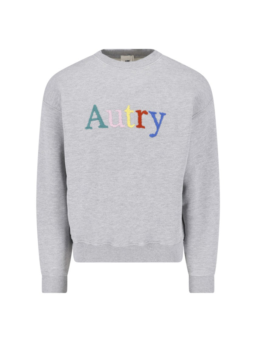 Autry Crewneck Cotton Sweatshirt With Multicolor Logo