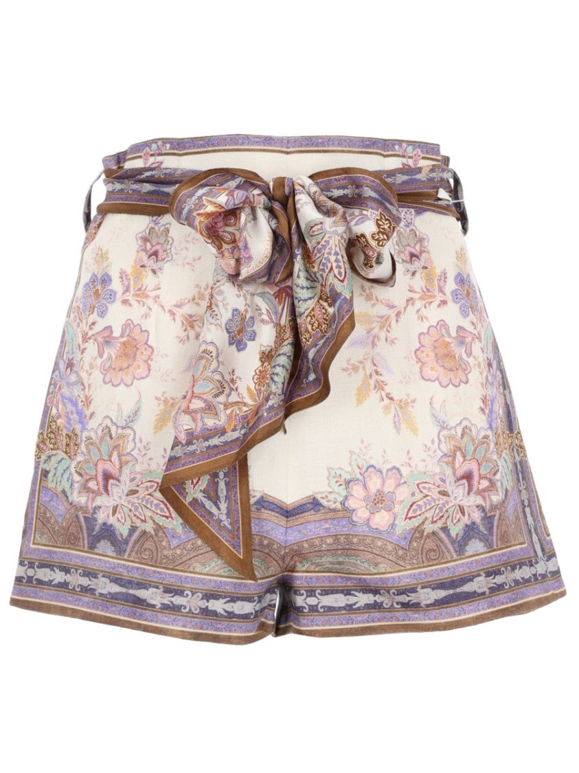 Zimmermann Luna Floral Paisley Linen Shorts