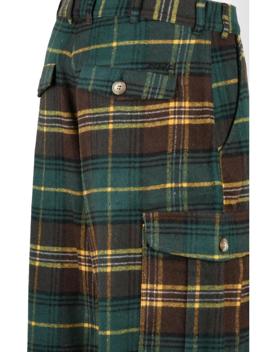 Sky High Farm Flannel Cargo Pants With High Waist And Functional Pockets