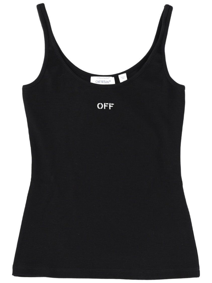Off-White Logo Cotton-Blend Ribbed Tank Top