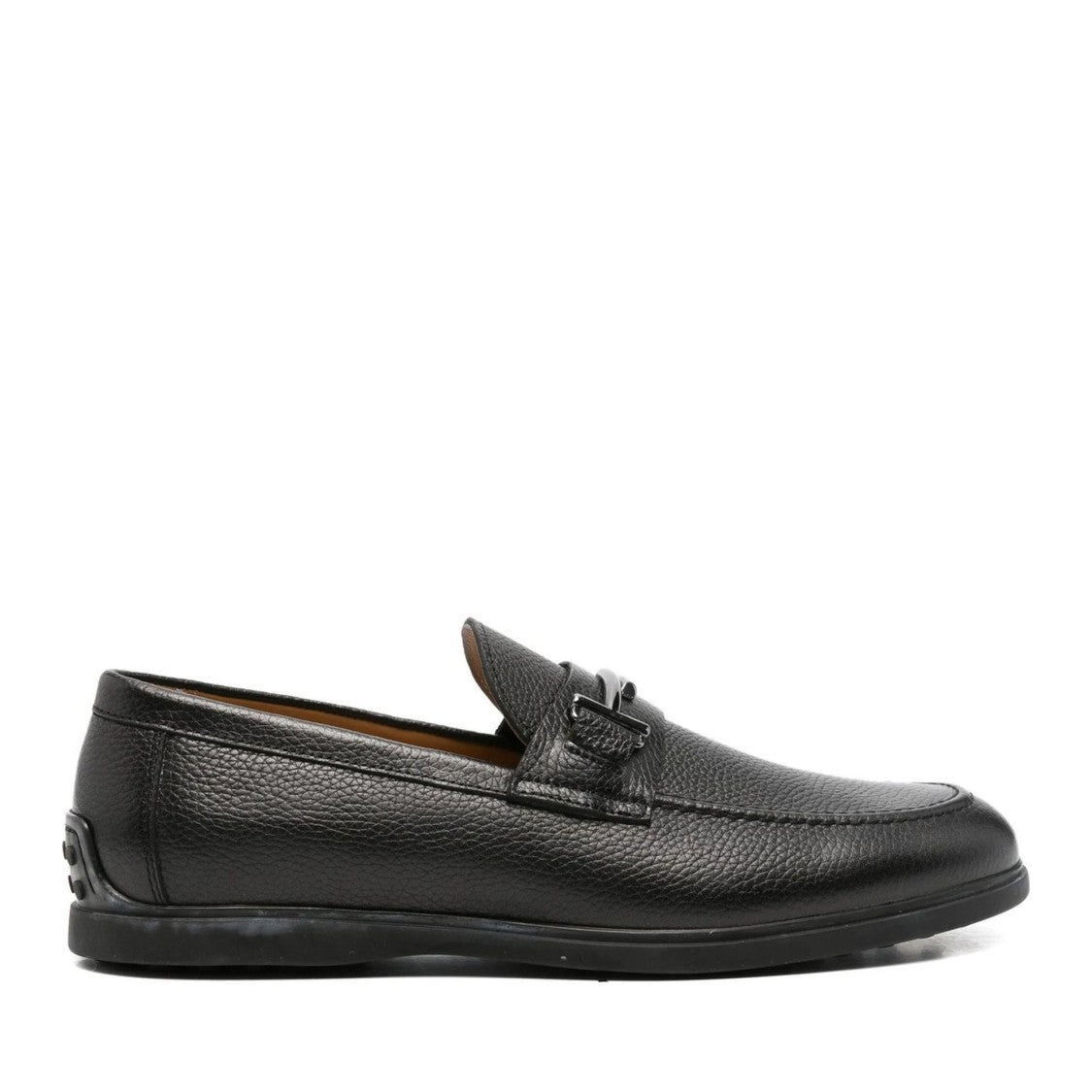 John Harrison Black Textured Leather Bit Detail Loafers