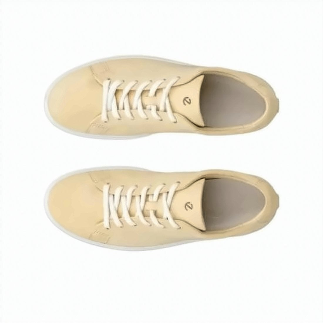 Ecco Minimalist Beige Leather Sneakers With Textured Sole
