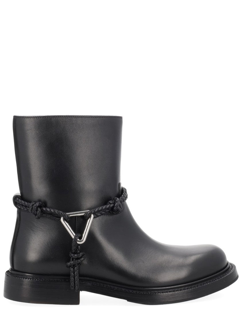 Bottega Veneta James Calf Leather Rope Ankle Boots