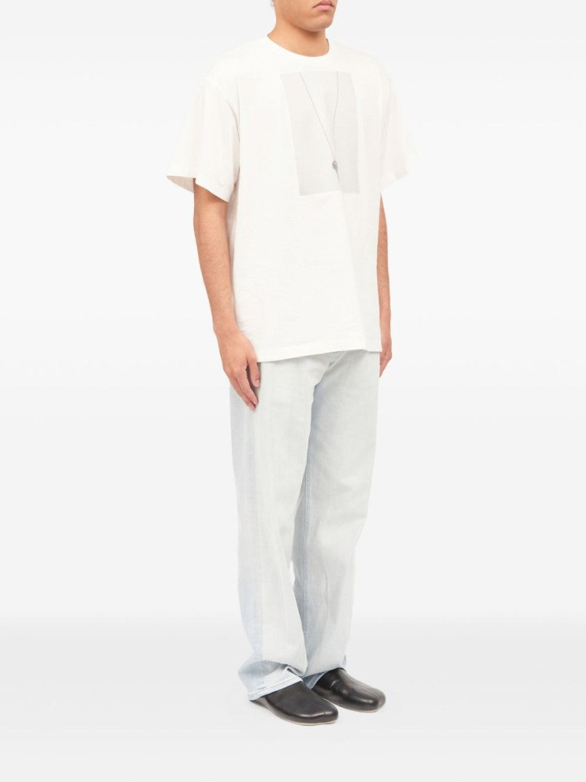 Mm6 By Maison Margiela Boxy White T-Shirt With Key Necklace Graphic