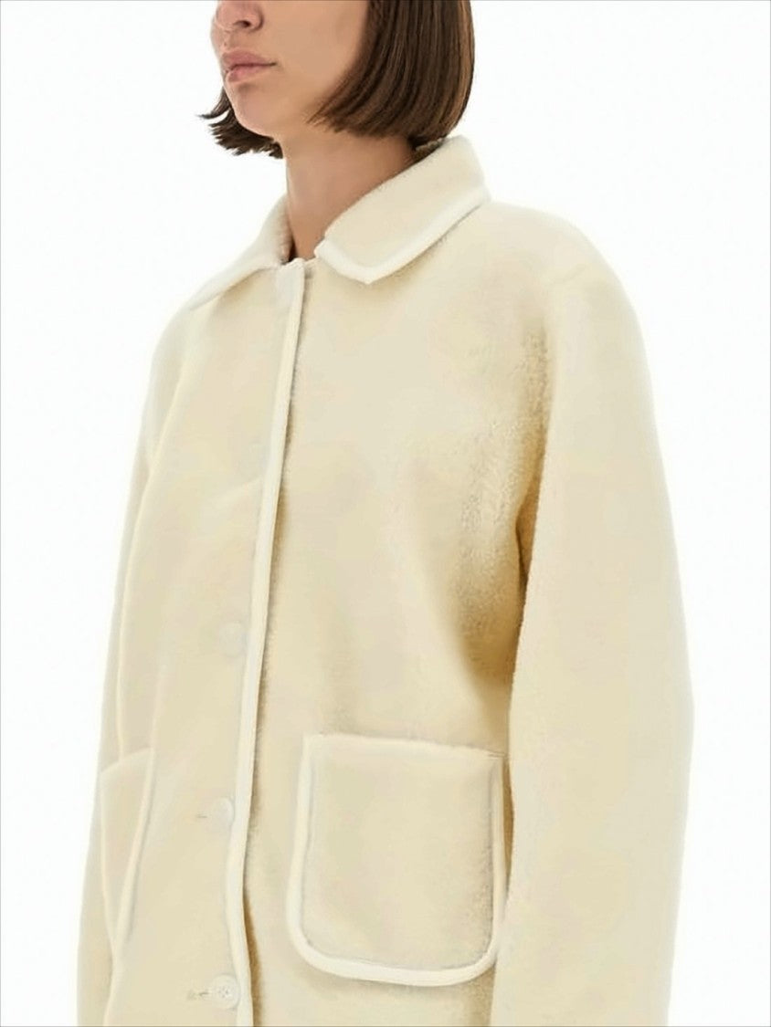 A.P.C. Plush Cream Jacket With Classic Collar