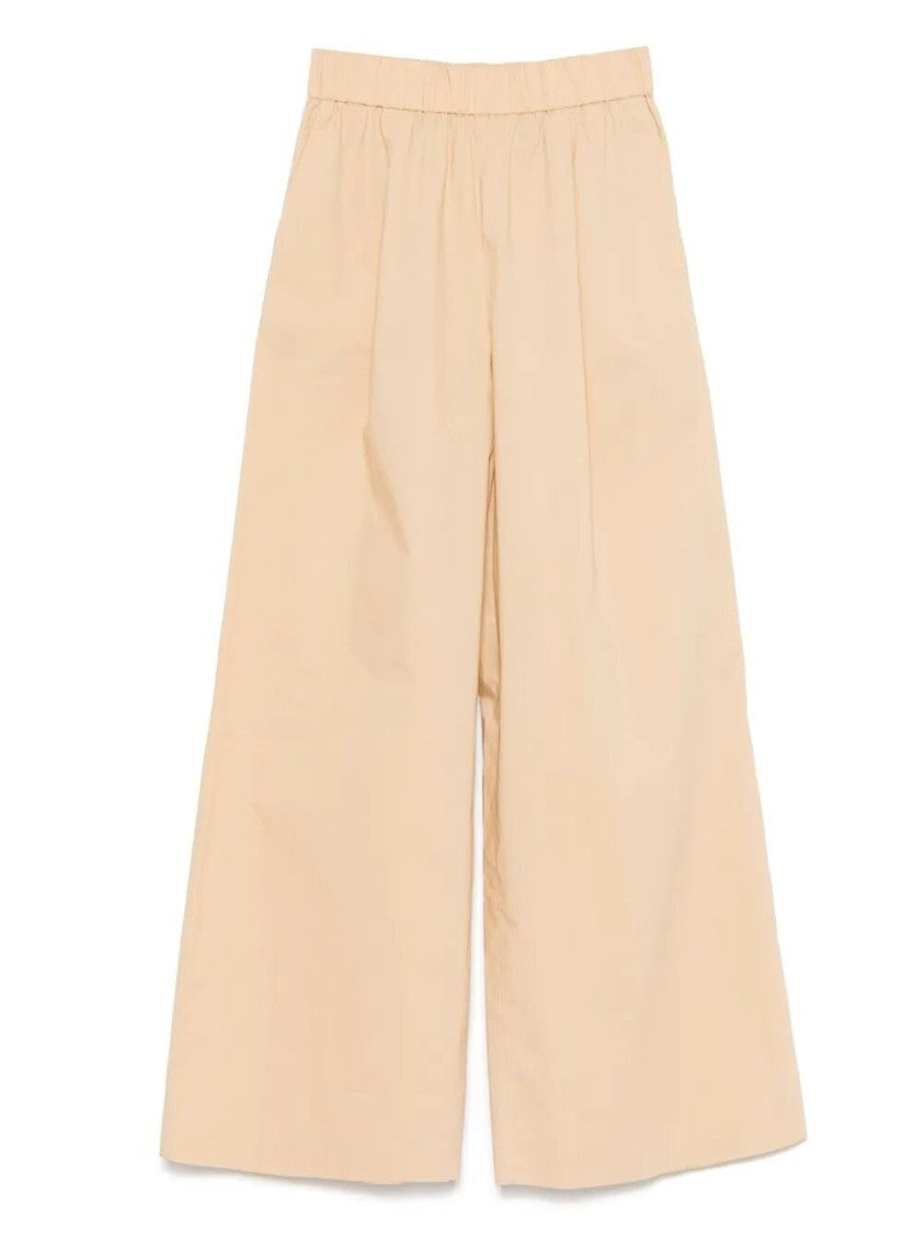 Patrizia Pepe Wide-Leg Cotton Pants With Pleated Detail