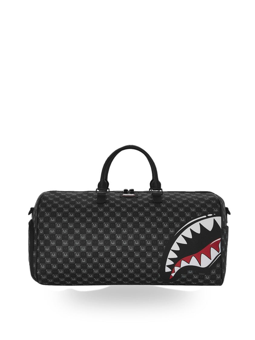 Sprayground Black Sharks In Paris Wtf Bubble Check Duffle Bag